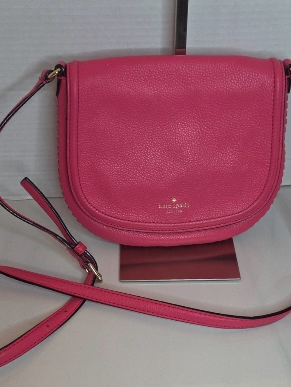 Kate Spade NY Fuchsia Pebbled Leather Saddle Bag